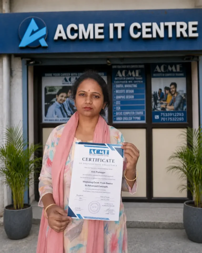 Arti Prajapati - student of Advanced Excel Course in Dehradun at ACME IT Centre